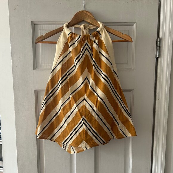 Sezane Koffi Blouse Rayure Ocre Ecru Noir - Size 46-XXXL-18 - Picture 2 of 6